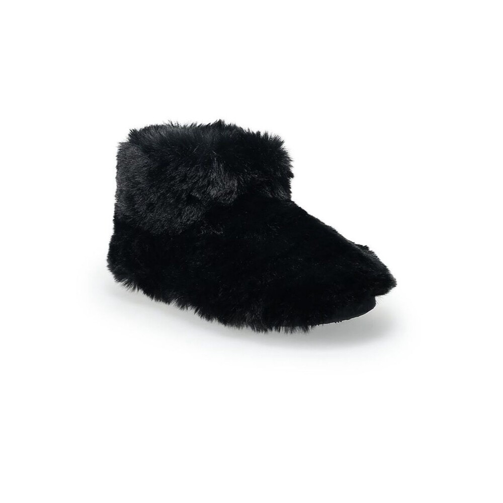 LC Lauren Conrad Faux Fur Slip On Boot Slippers NEW Black Size 9-10 XL